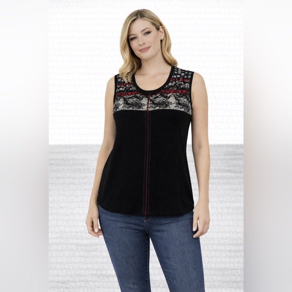SOLD!!  DOLCEZZA Stylish Black and Red Women's sleeveless Top